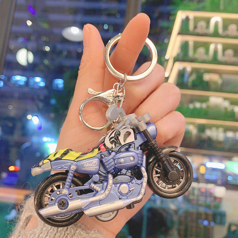 Motorcycle key chain cartoon diamond doll key chain cute girl backpack pendant