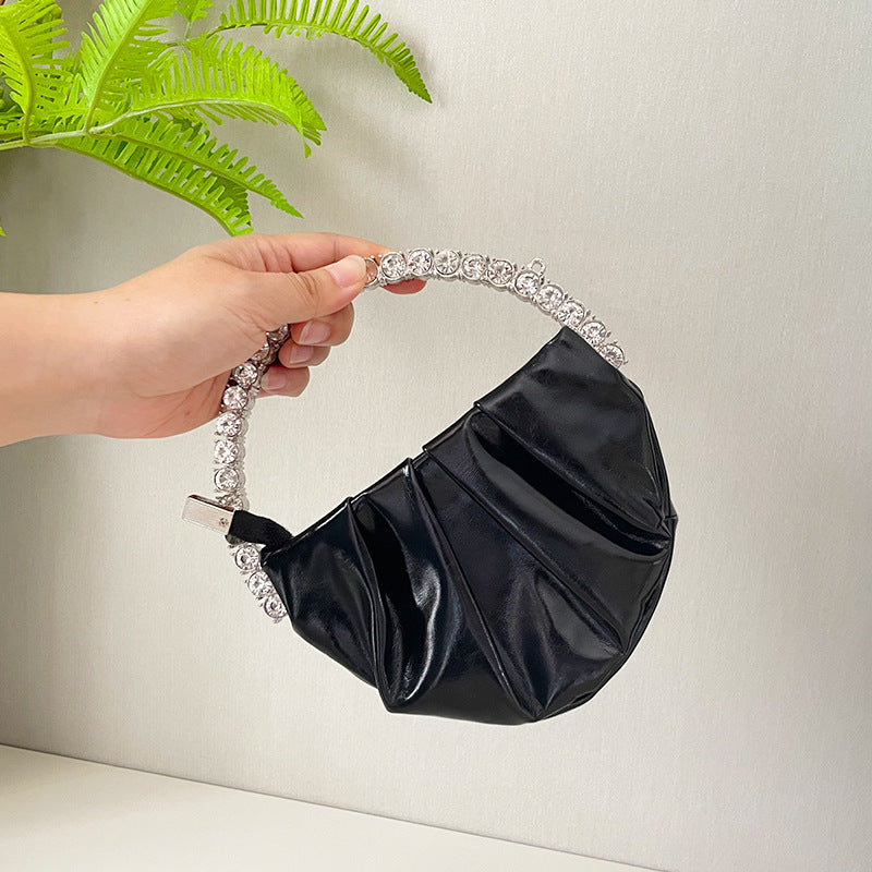 【#PQ01】Newest Fashionable crystal pu leather ladies hand bags