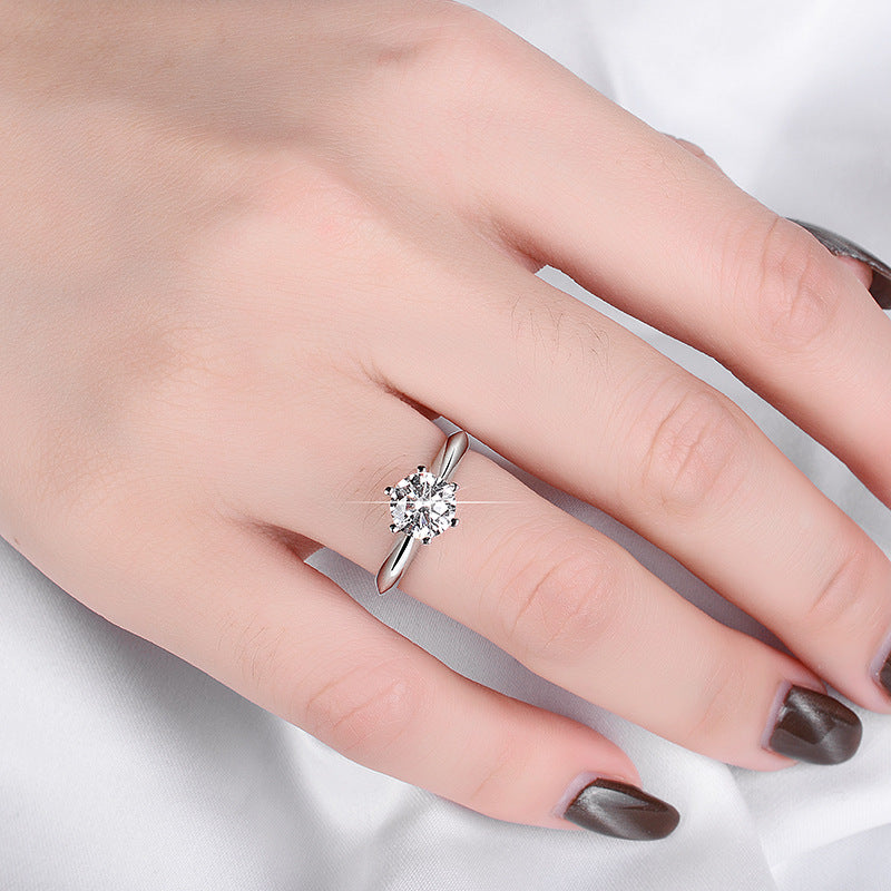 【#R08】 (Six Prong) 925 Sterling Silver Moissanite Rings