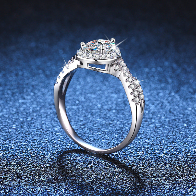 【#R09】(Water Drop)925 Sterling Silver Moissanite Rings