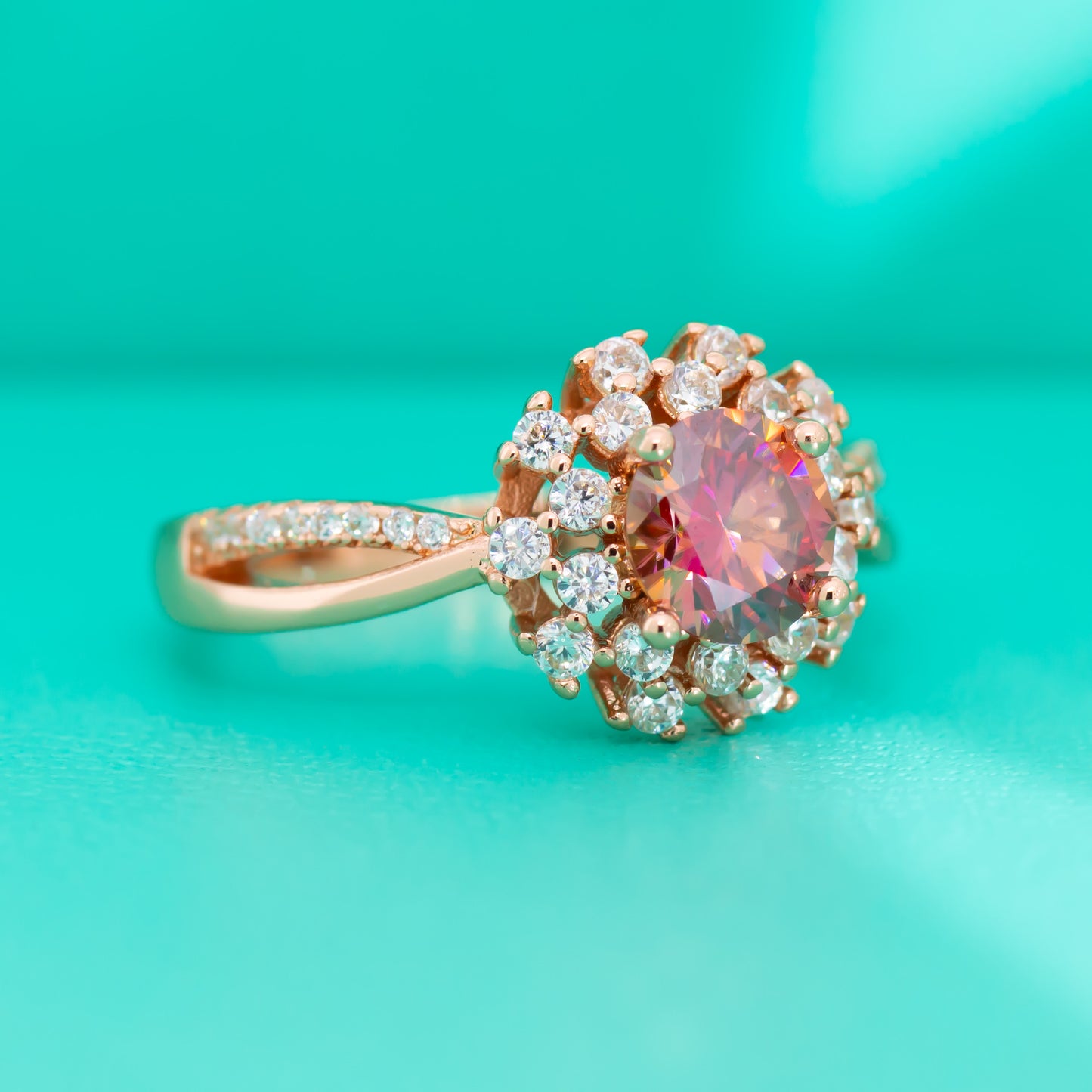 【#R15】( Sun flower)925 Sterling Silver colored Moissanite Rings