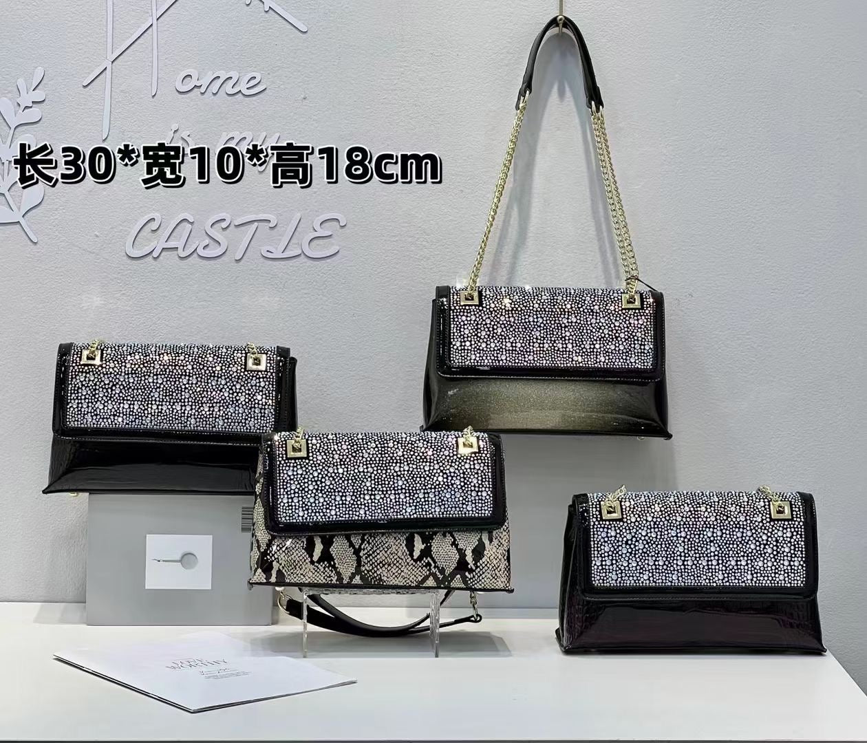 【#PQ15】Newest Fashionable crystal bags