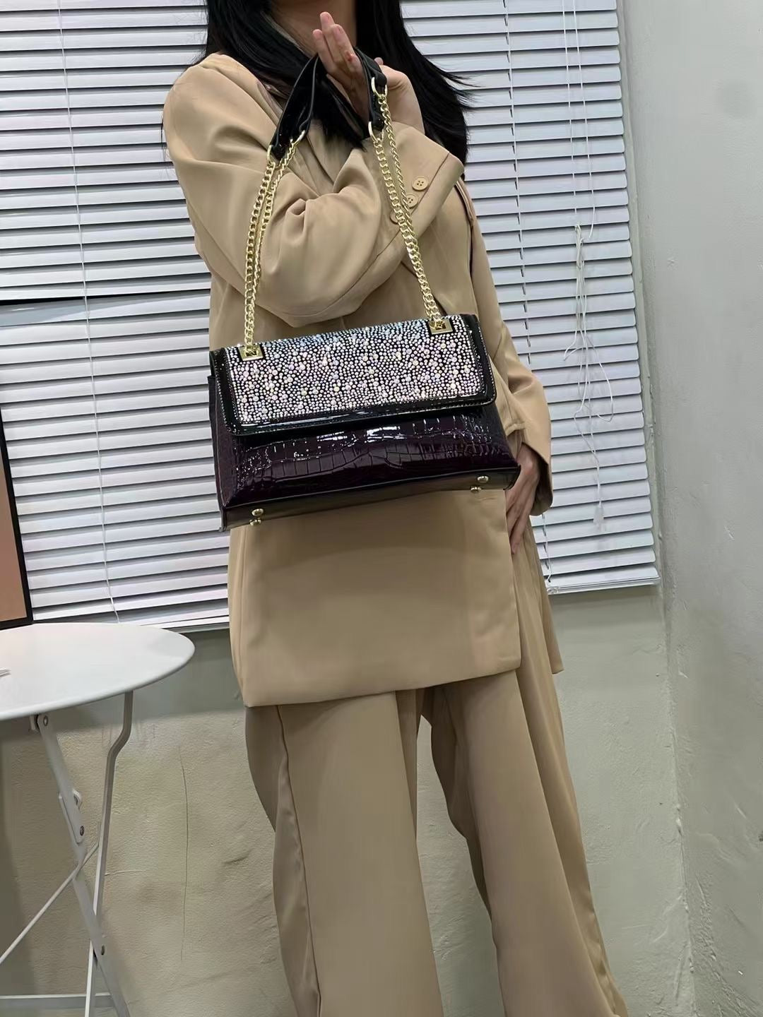 【#PQ15】Newest Fashionable crystal bags