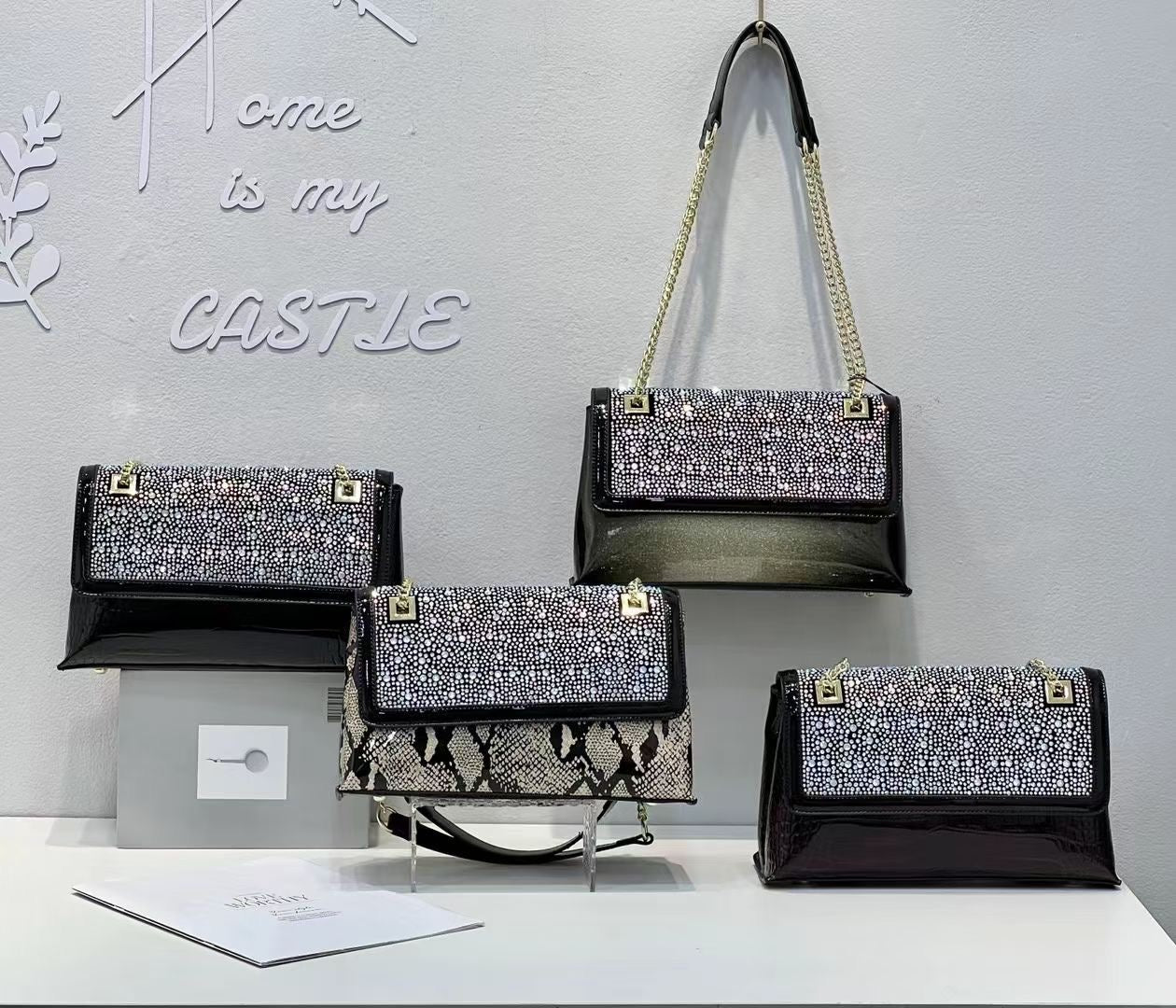 【#PQ15】Newest Fashionable crystal bags