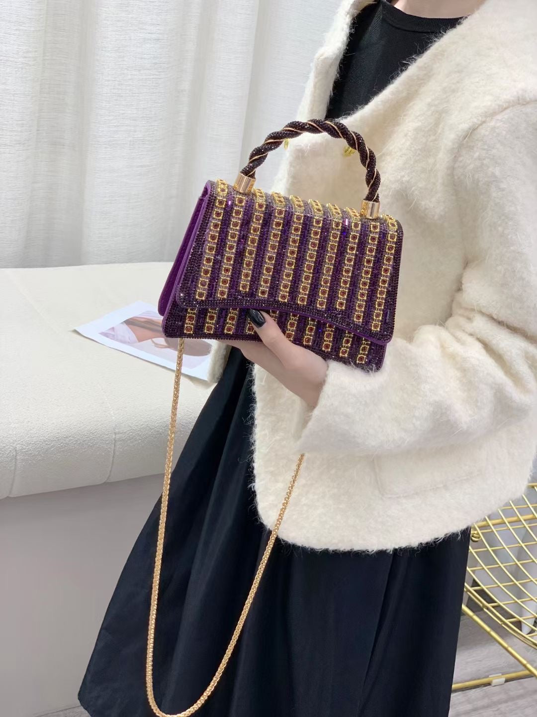 【#PQ16】Newest Fashionable crystal bags