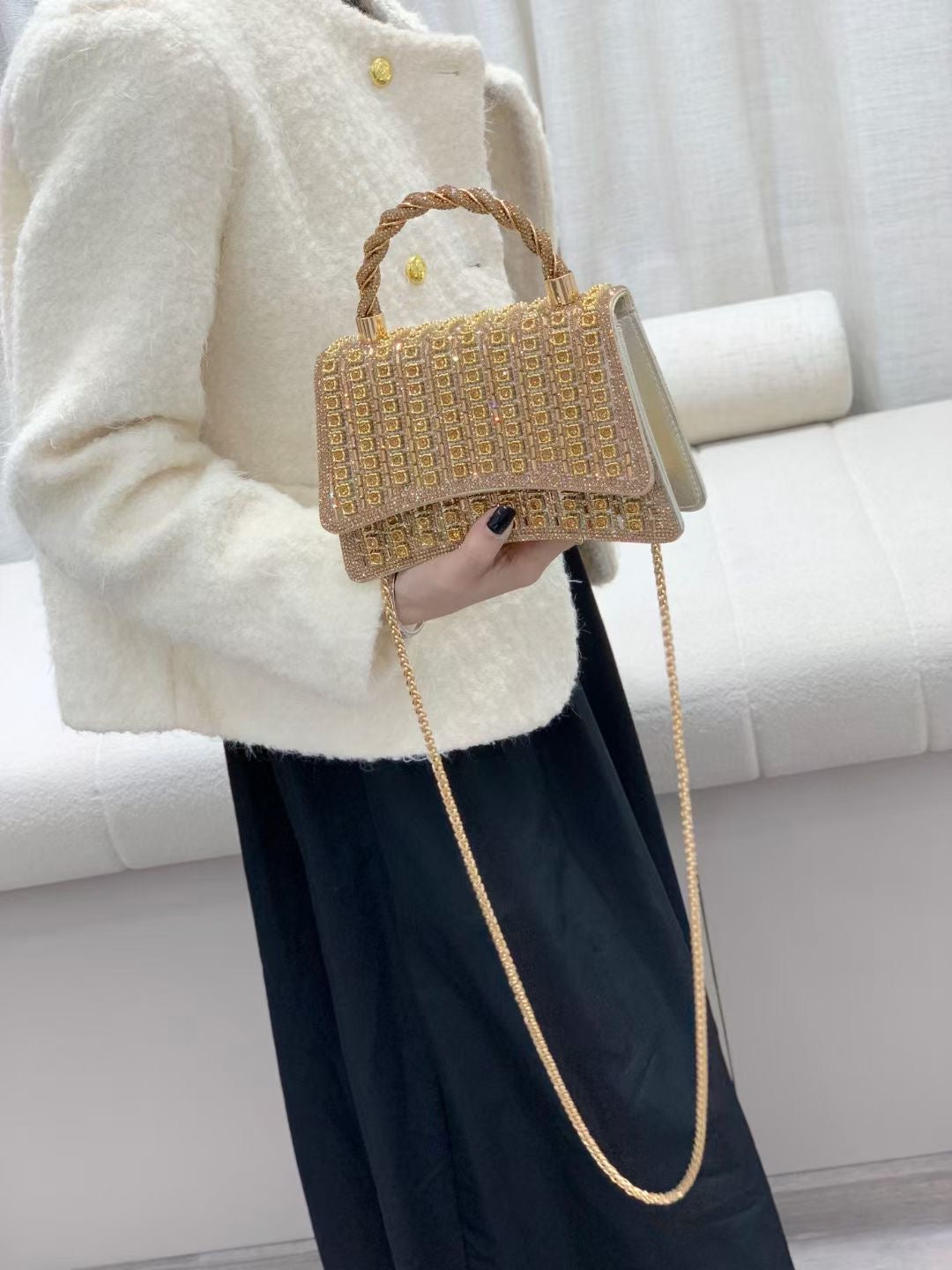 【#PQ16】Newest Fashionable crystal bags