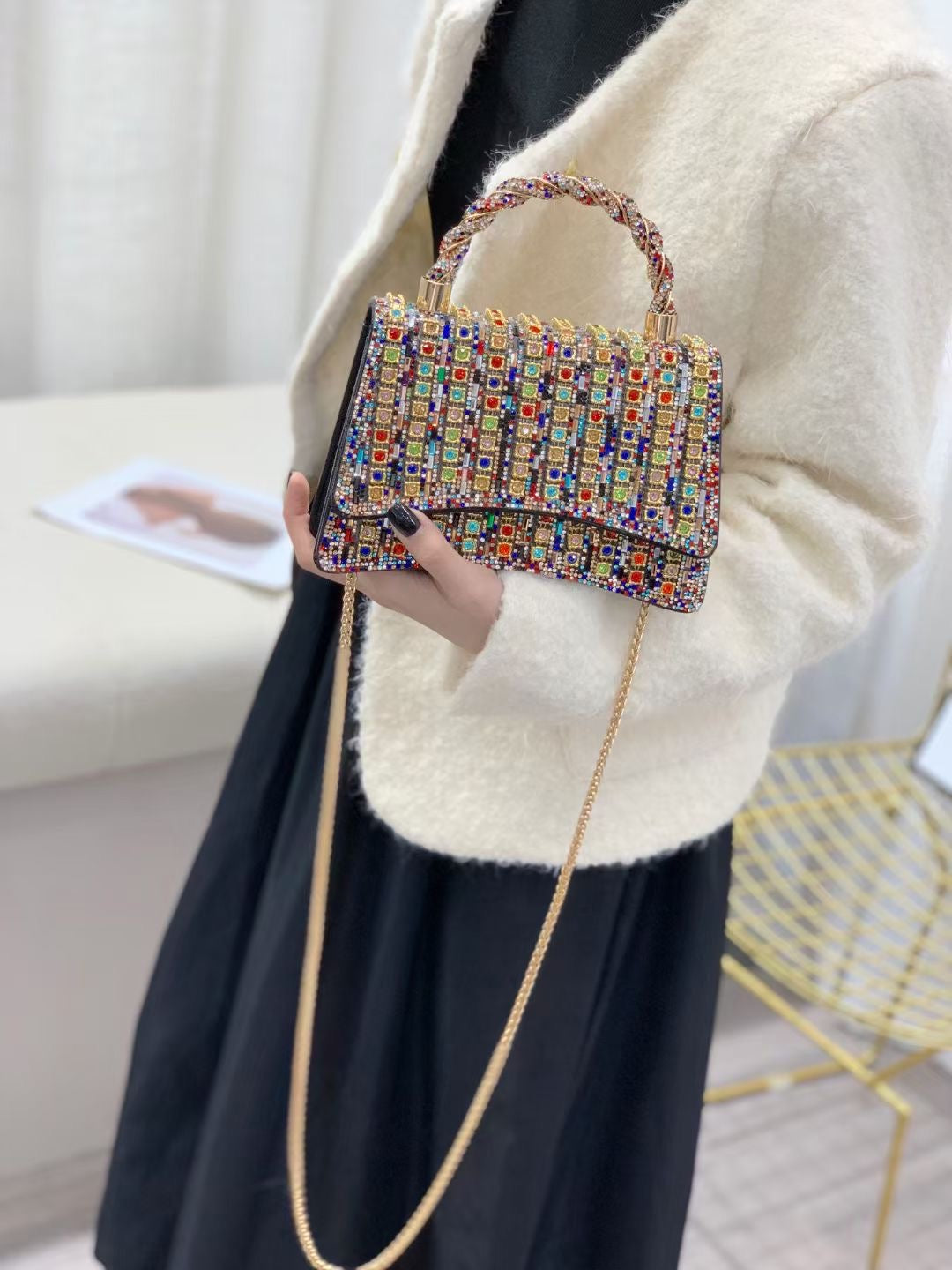 【#PQ16】Newest Fashionable crystal bags
