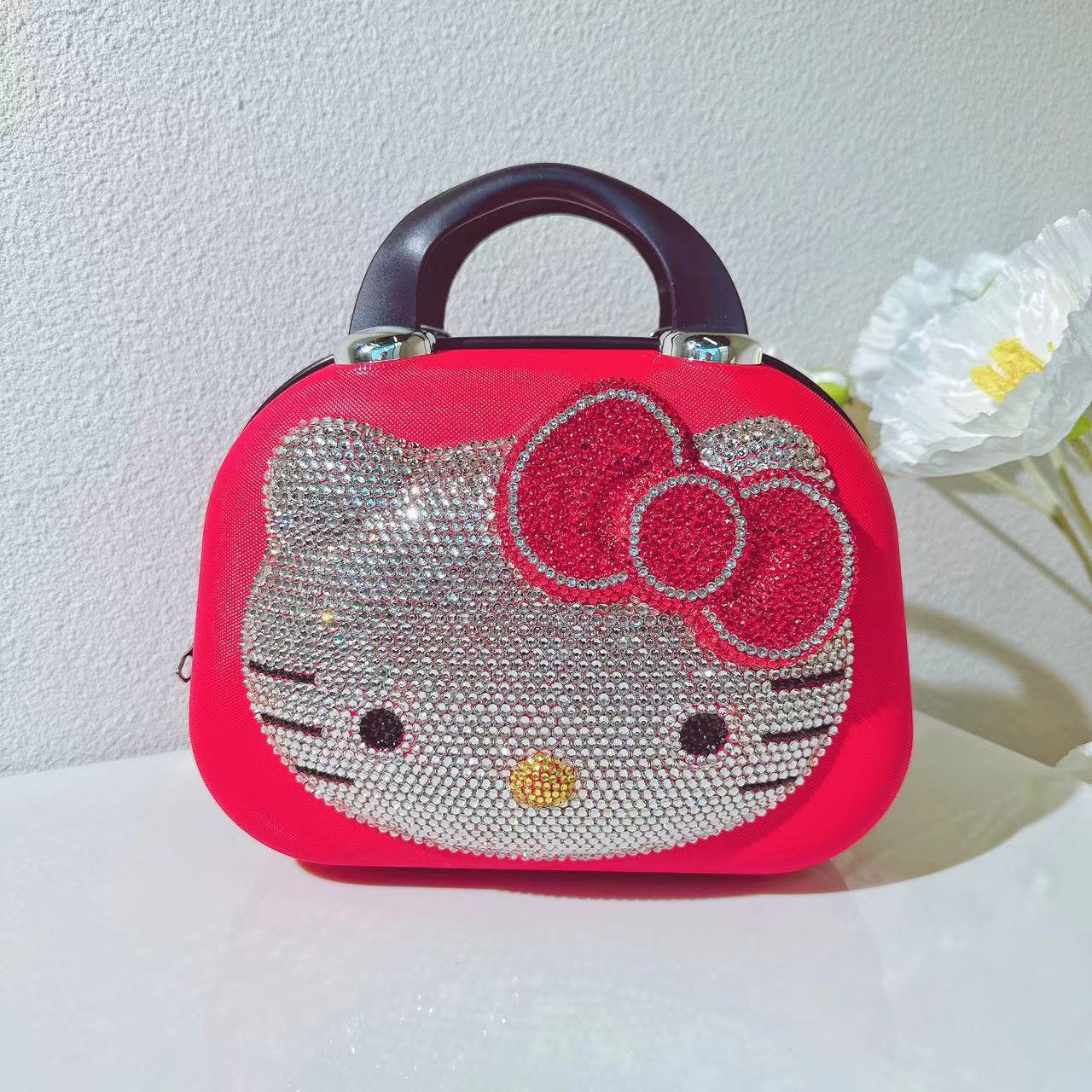 Hello kitty bling hand-made rhinestones Makeup case travel case