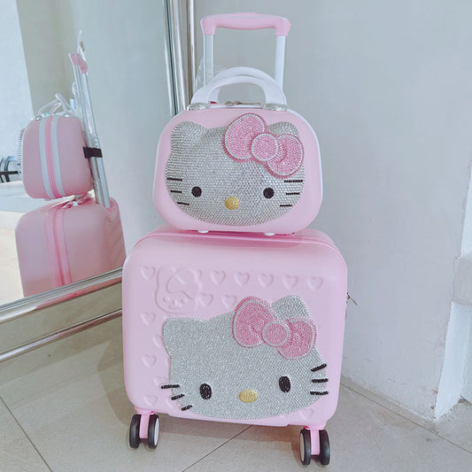 Hello kitty bling hand-made rhinestones Makeup case travel case