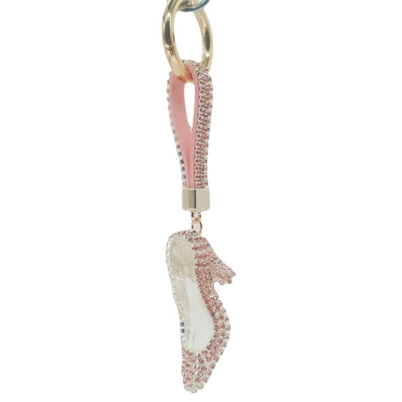 High heels keychain cartoon diamond-encrusted doll key chain cute girl backpack pendant
