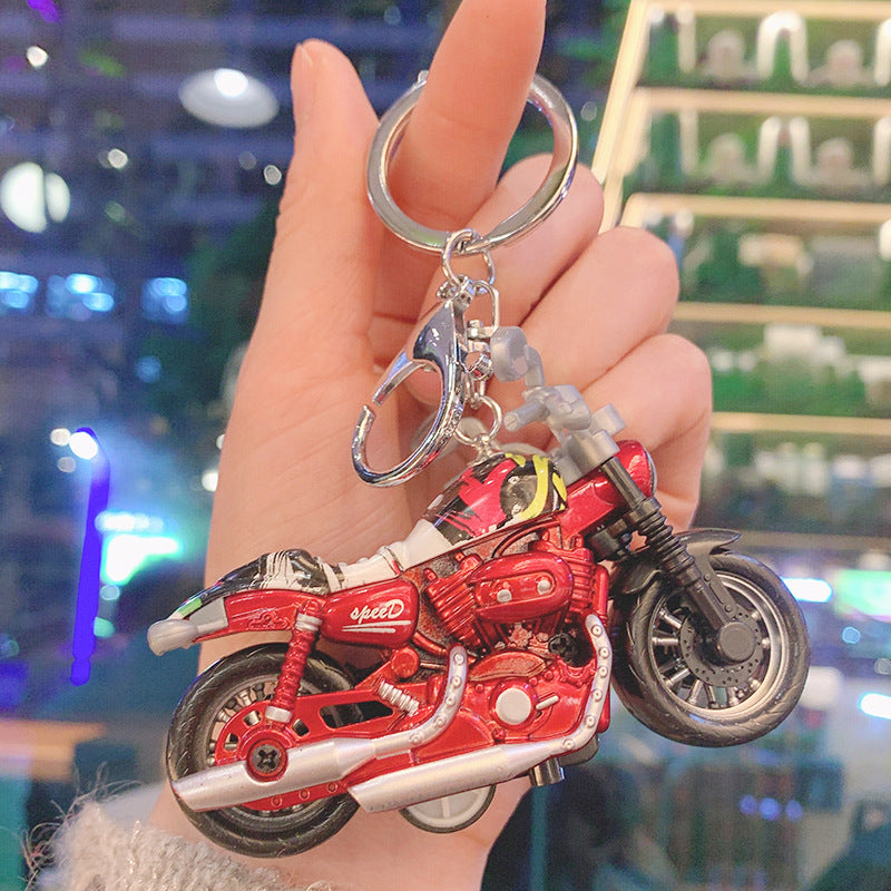 Motorcycle key chain cartoon diamond doll key chain cute girl backpack pendant
