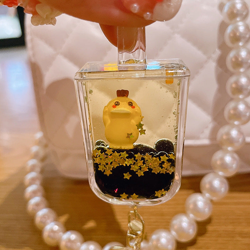 Reachable duck keychain cartoon diamond-encrusted doll key chain cute girl backpack pendant