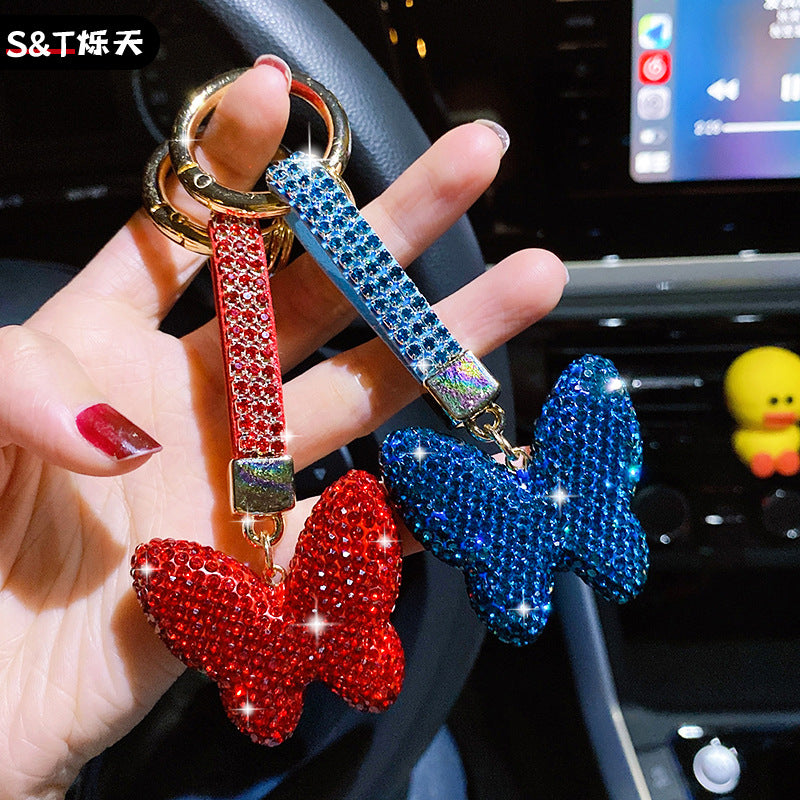 Butterfly keychain cartoon diamond-encrusted doll key chain cute girl backpack pendant