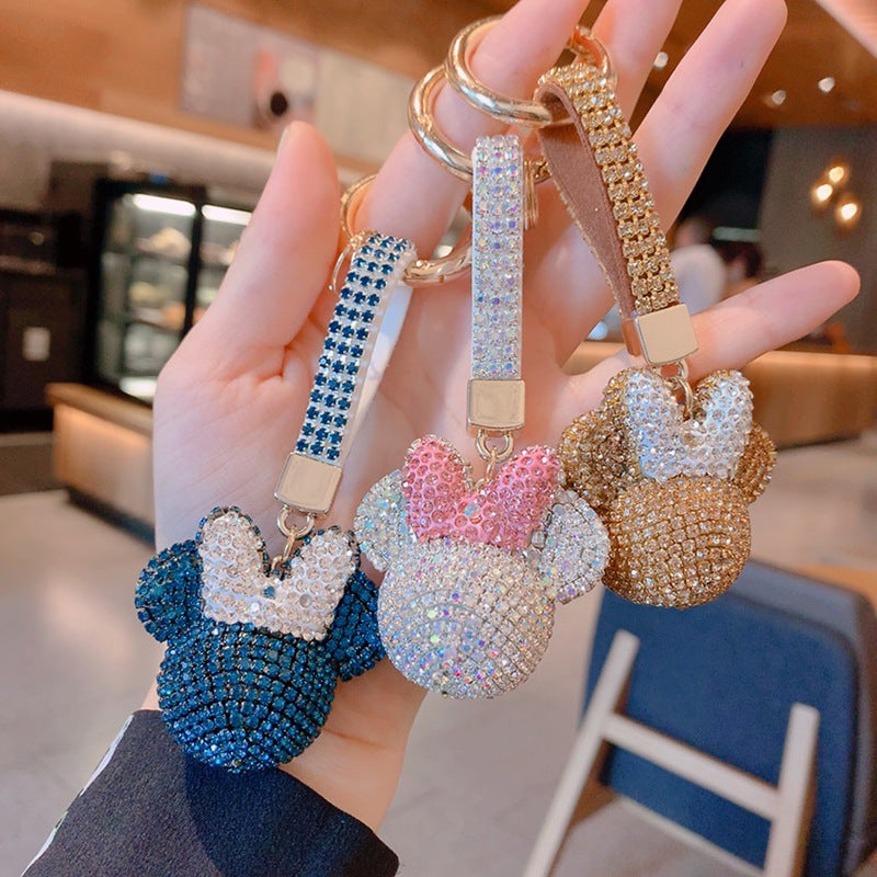 Minnie Keychain cartoon diamond doll cute girl backpack pendant keychain small gift