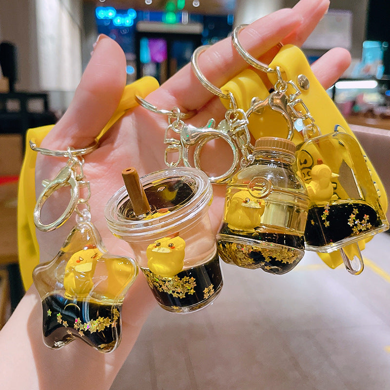 Reachable duck keychain cartoon diamond-encrusted doll key chain cute girl backpack pendant