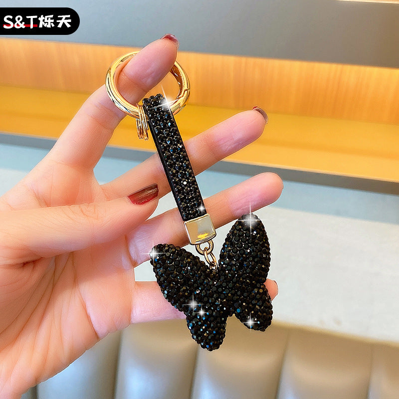 Butterfly keychain cartoon diamond-encrusted doll key chain cute girl backpack pendant
