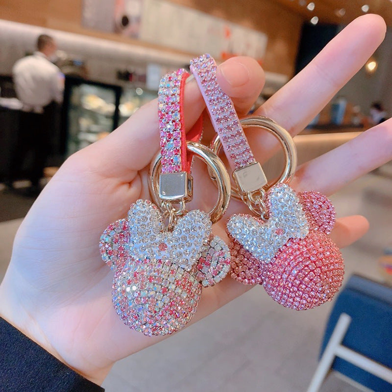 Minnie Keychain cartoon diamond doll cute girl backpack pendant keychain small gift
