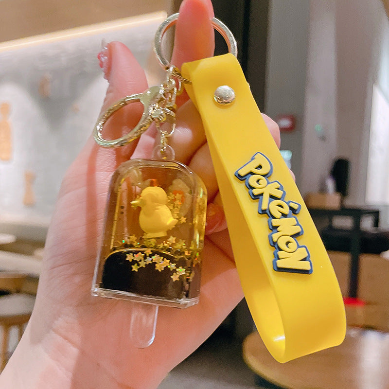 Reachable duck keychain cartoon diamond-encrusted doll key chain cute girl backpack pendant