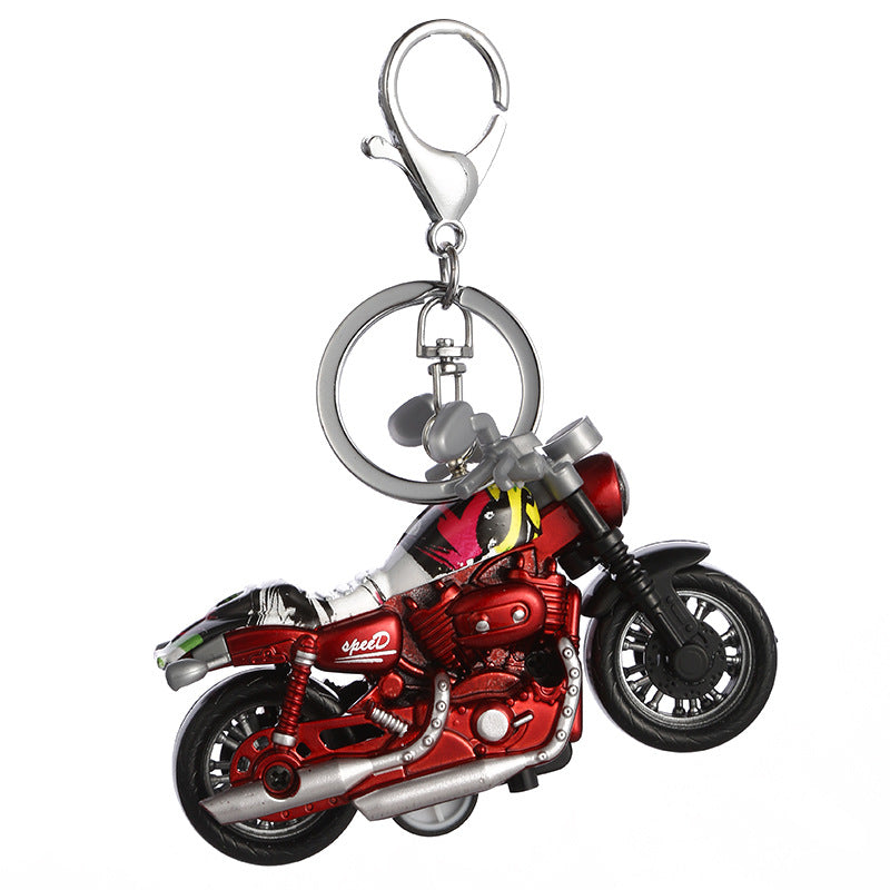 Motorcycle key chain cartoon diamond doll key chain cute girl backpack pendant