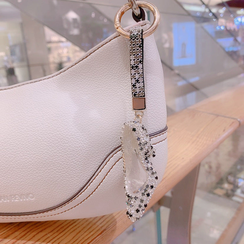 High heels keychain cartoon diamond-encrusted doll key chain cute girl backpack pendant