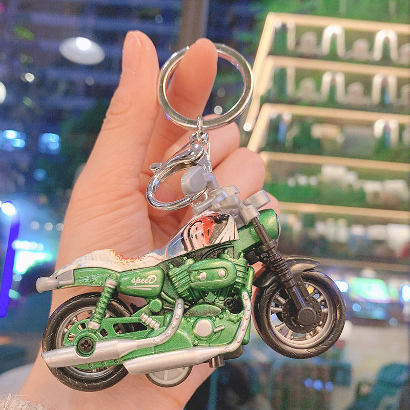 Motorcycle key chain cartoon diamond doll key chain cute girl backpack pendant