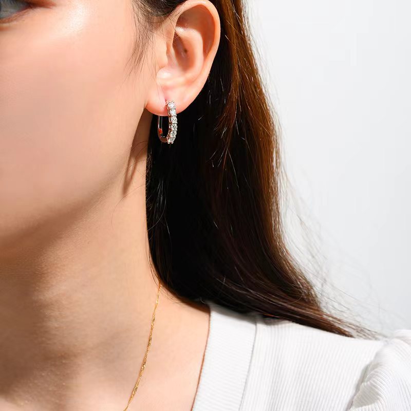 【#E15】925 Sterling Silver Moissanite Earrings