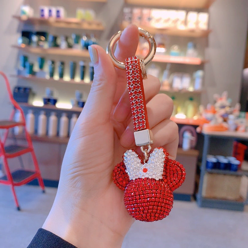Minnie Keychain cartoon diamond doll cute girl backpack pendant keychain small gift