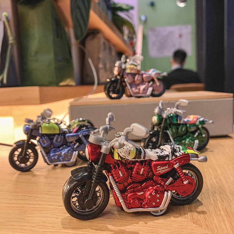 Motorcycle key chain cartoon diamond doll key chain cute girl backpack pendant
