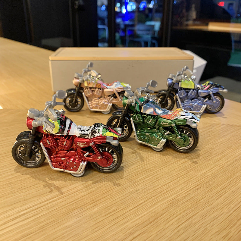 Motorcycle key chain cartoon diamond doll key chain cute girl backpack pendant