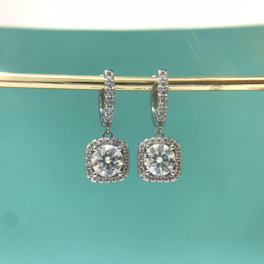 【#E09】925 Sterling Silver Moissanite Earrings