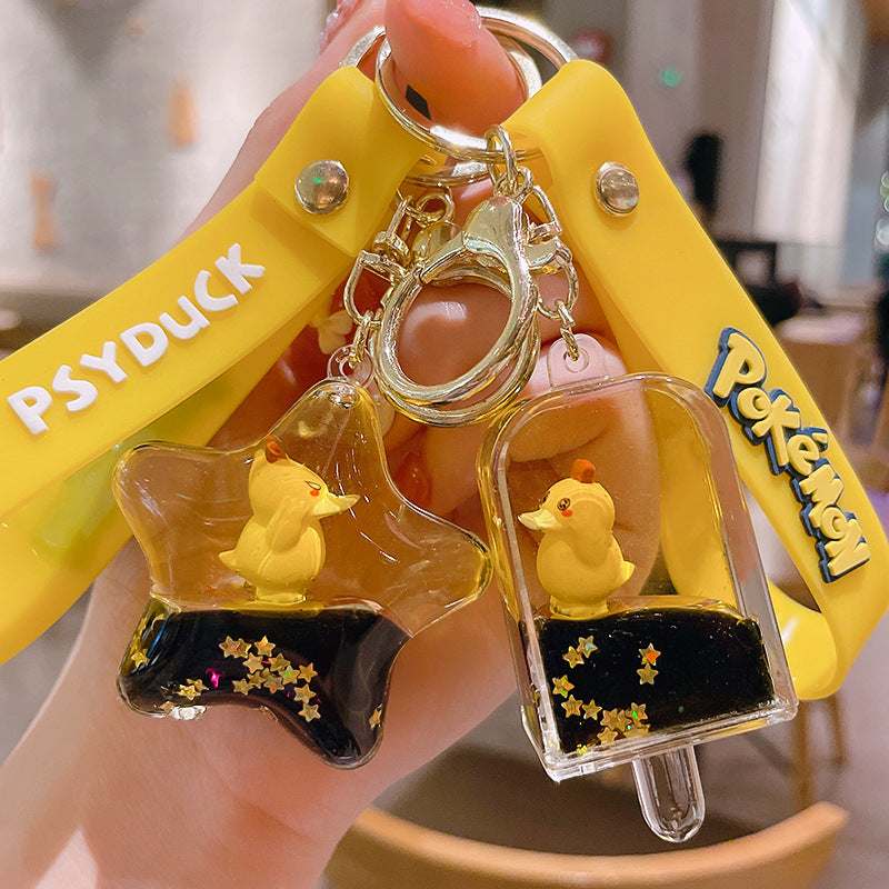 Reachable duck keychain cartoon diamond-encrusted doll key chain cute girl backpack pendant