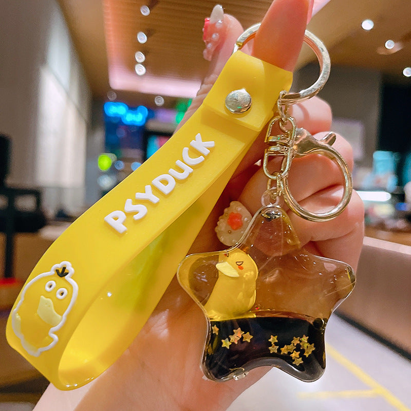 Reachable duck keychain cartoon diamond-encrusted doll key chain cute girl backpack pendant