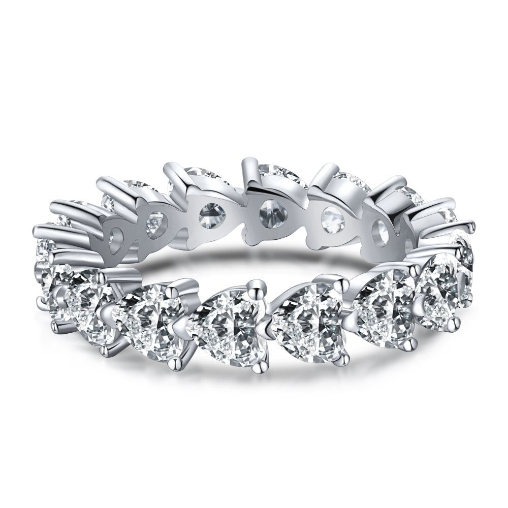 【#R21 heart-band】925 Sterling Silver Zircon Rings