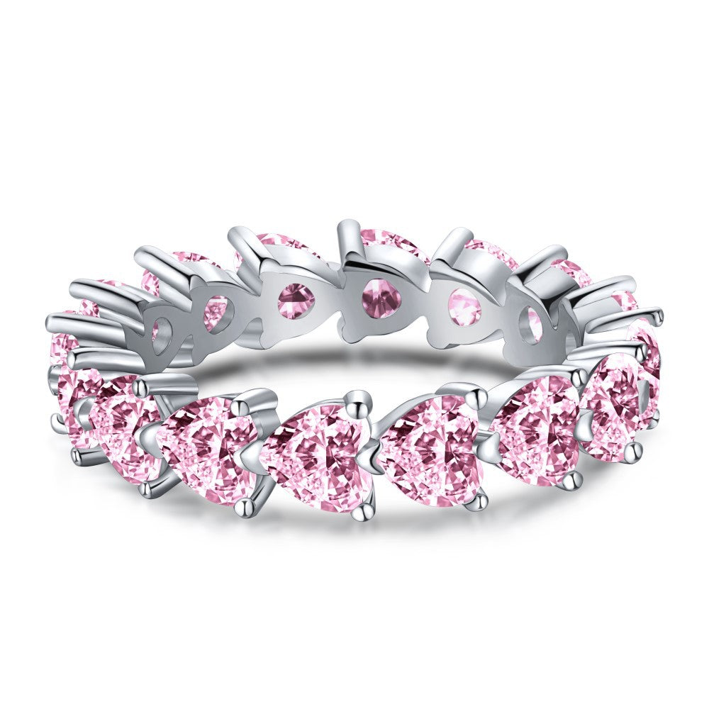 【#R21 heart-band】925 Sterling Silver Zircon Rings