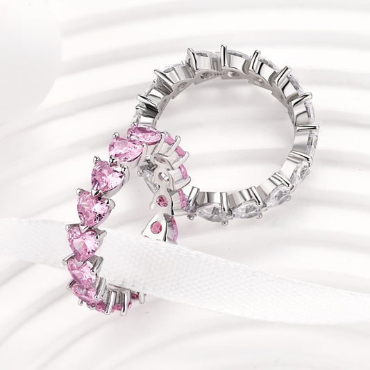 【#R21 heart-band】925 Sterling Silver Zircon Rings
