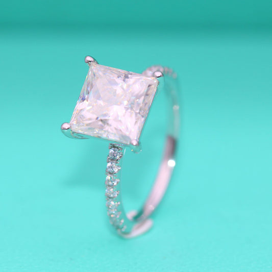 【#R39】 （princess）925 Sterling Silver Moissanite Rings