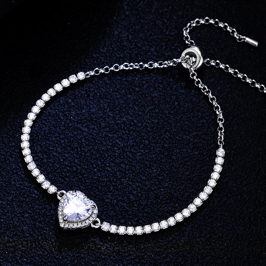 【#B01 HEART】925 Sterling Silver Moissanite Bracelets（buy one get two)