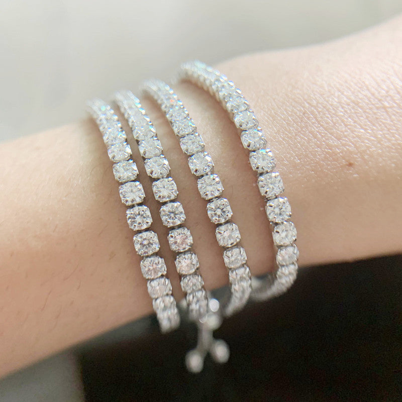 【PartyQueen-Bracelet Collections】925 Sterling Silver Moissanite Bracelets(buy 1 get 3 more freebies: Ring+Jewelry case+Silver Polishing cloth)