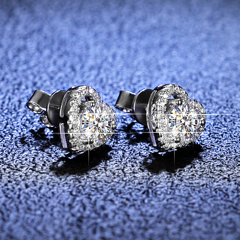 【#E01/Heart】925 Sterling Silver Moissanite Earrings