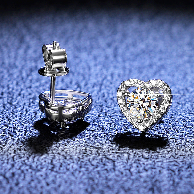 【#E01/Heart】925 Sterling Silver Moissanite Earrings