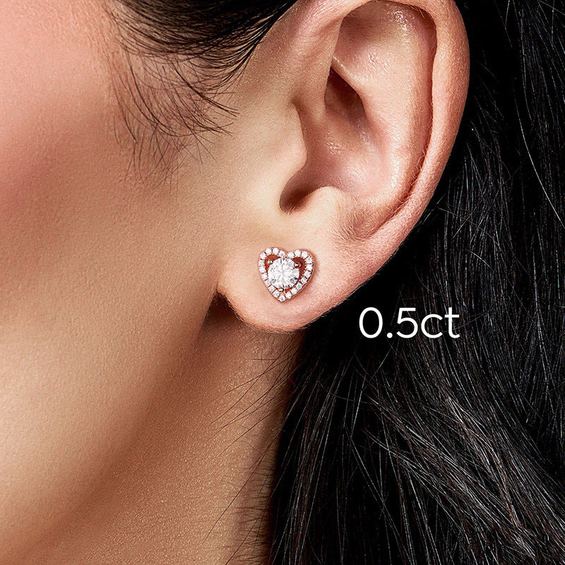 【#E01/Heart】925 Sterling Silver Moissanite Earrings