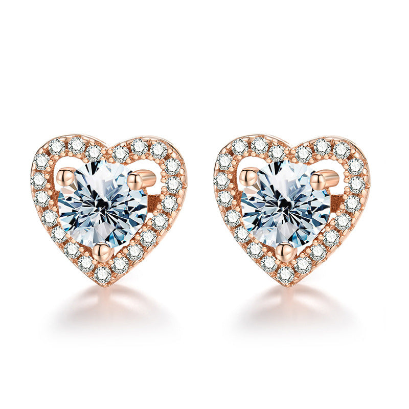【#E01/Heart】925 Sterling Silver Moissanite Earrings