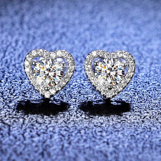 【#E01/Heart】925 Sterling Silver Moissanite Earrings