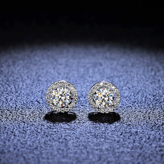 【#E02 MOON】925 Sterling Silver Moissanite Earrings