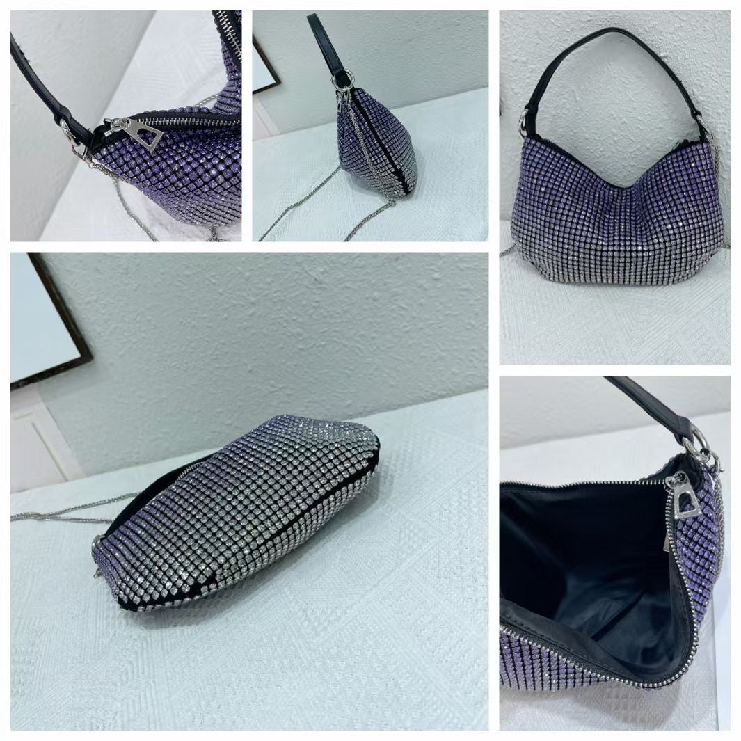 【#PQ12】Newest Fashionable crystal pu leather ladies hand bags