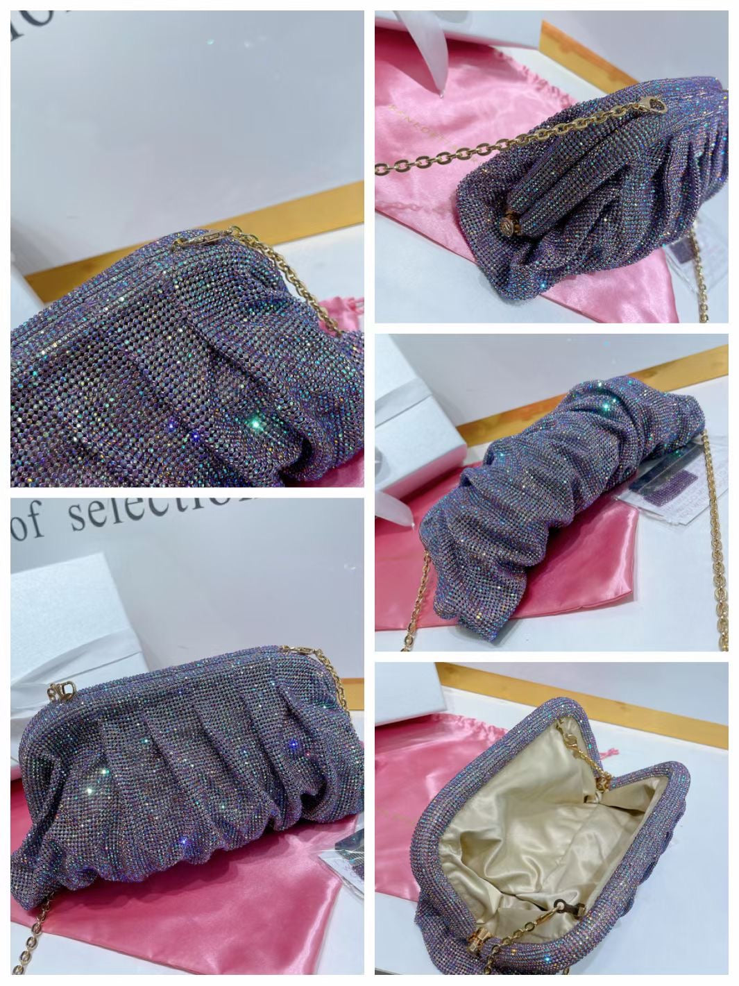 【#PQ13】Newest Fashionable crystal ladies handbags