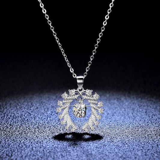 【#N02 Angel wings】925 Sterling Silver Moissanite Necklaces