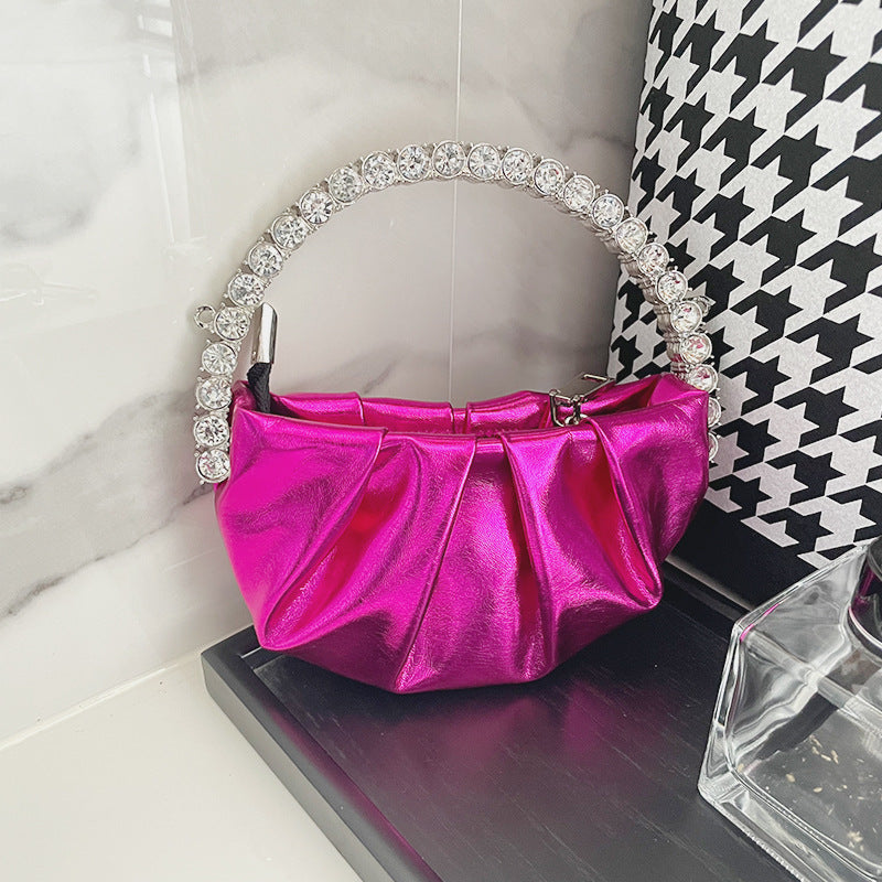 【#PQ01】Newest Fashionable crystal pu leather ladies hand bags