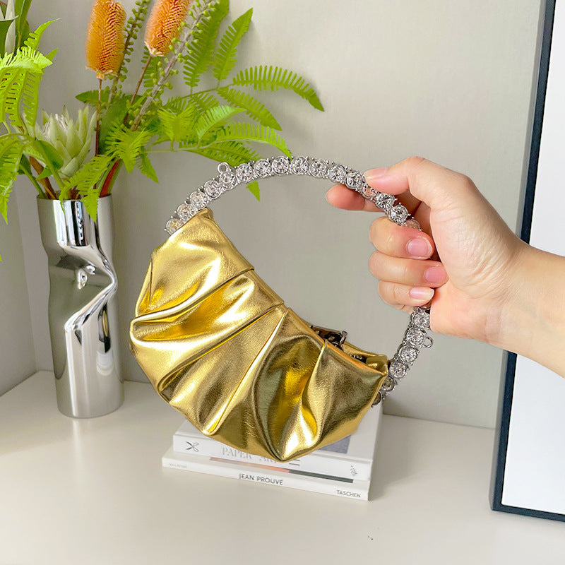 【#PQ01】Newest Fashionable crystal pu leather ladies hand bags
