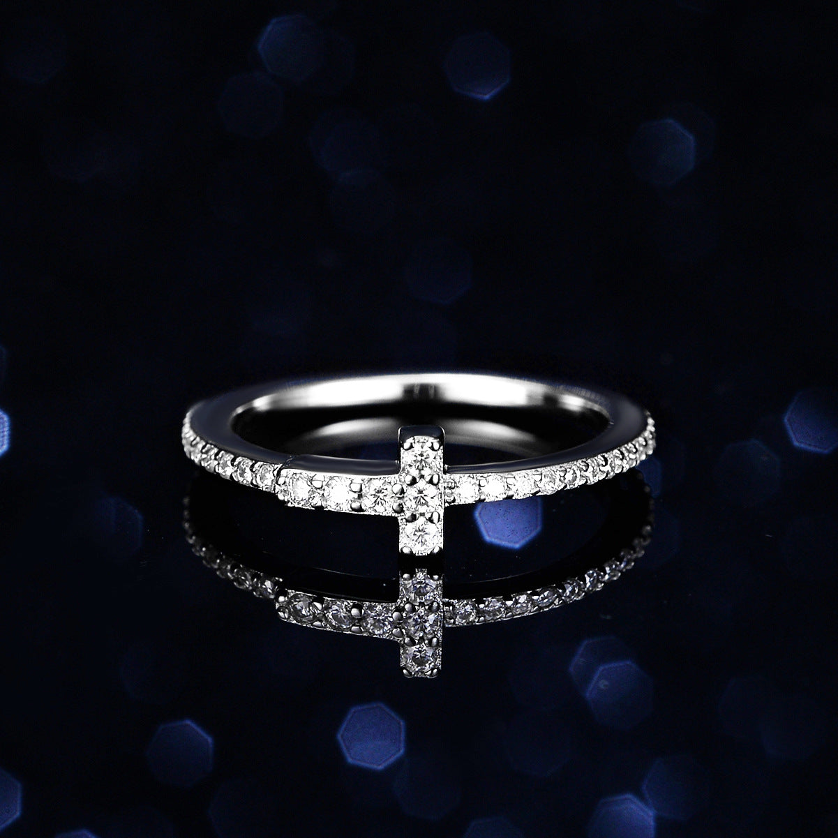 【#R03】(Cross) 925 Sterling Silver Moissanite Rings